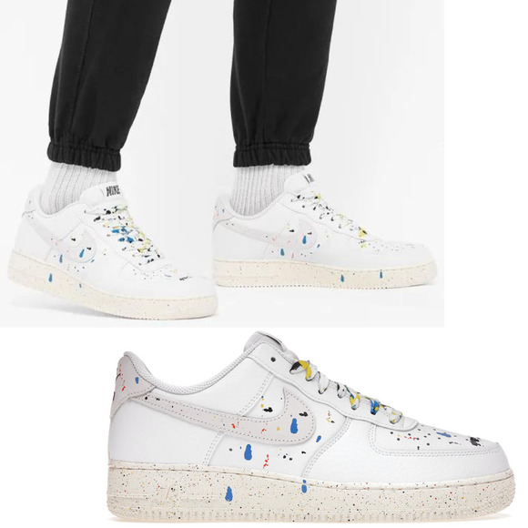 Nike Air Force 1 Low '07 LV8 Paint Splatter White Sail Sneakers Size 15 Men's - Picture 2 of 12